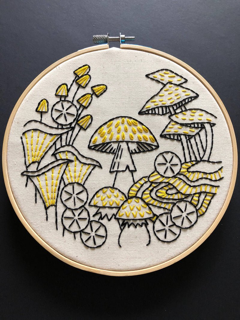 Hook, Line & Tinker Embroidery Kits Inc - Mushrooms Embroidery Kit - Green Ash Decor