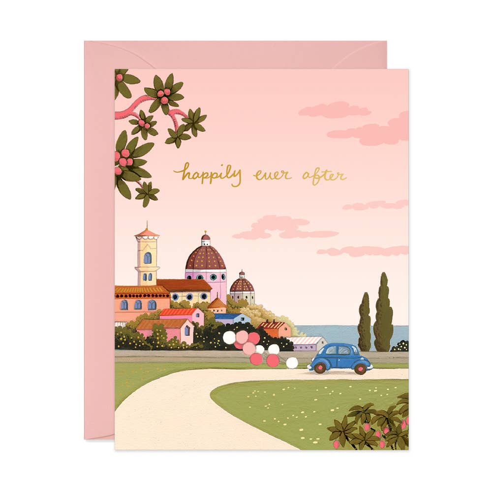 JooJoo Paper - Under Pink Skies Wedding Card - Green Ash Decor