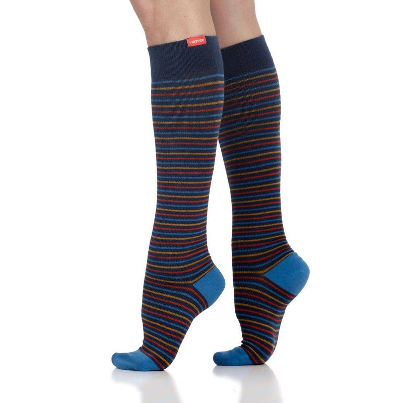 VIM & VIGR - 15-20 mmHg Merino Wool Compression Socks: Pinstripe - Green Ash Decor